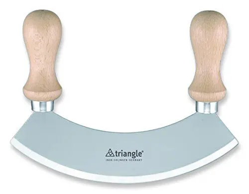 Produktbild: triangle 43 212 14 02 Wiegemesser 14 cm, zweischneidig mit Holzgriff Made in Solingen/Germany professionelle Qualität Kräutermesser