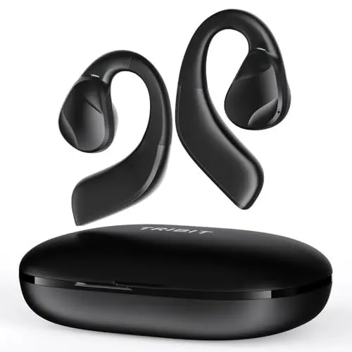 Produktbild: Tribit OpenGo Open Ear Kopfhörer, Kopfhörer Kabellos Bluetooth 5.3, Sport Kopfhörer, HiFi Stereo, Kabellose Ohrhörer mit Ohrhaken, 104 Std. Spielzeit, IPX5, Open Ear Ohrhörer für Trainng, Schwarz