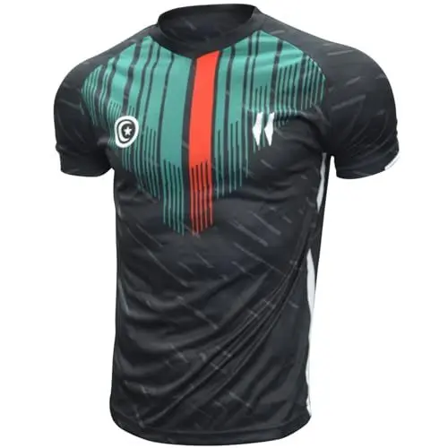 Produktbild: UNITIF Trikot Palästina Palestine Fußball PL-146 Schwarz, Fussball, Herren, Tshirt, Flagge, Tuch Mikrofaser (DE/NL/SE/PL, Alphanumerisch, L, Regular, Regular, Schwarz)