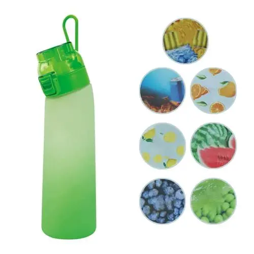 Produktbild: Trinkflasche mit Geschmack, Flasche Starter Set Grün Flasche Original, Trinkflasche 700ml mit 7 Duft Pods, Luft Wasser Flasche mit Geschmack, Trinkflaschen Set Duftkapseln, Water Bottle with Flavor