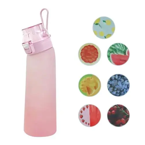 Produktbild: Trinkflasche mit Geschmack, Flasche Starter Set Rosa Flasche Original, Trinkflasche 700ml mit 7 Duft Pods, Luft Wasserflasche mit Geschmack, Trinkflasche Set, Water Bottle with Flavor