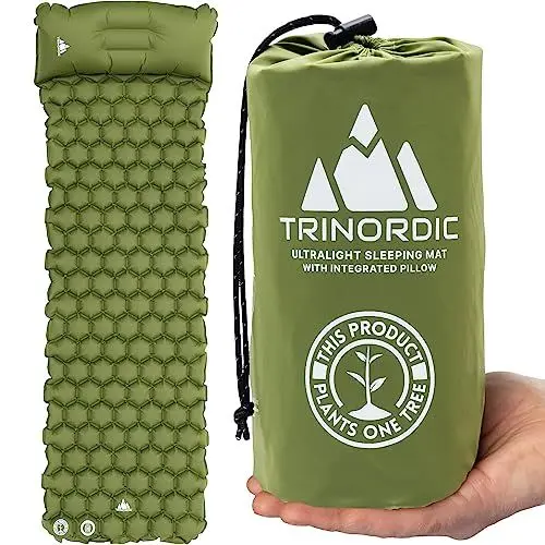 Produktbild: TRINORDIC 550g Ultraleichte Aufblasbare Isomatte - Mit Aufblasbarem Kissen - Camping Matratze mit Kleines Packmaß für Outdoor, Camping, Wandern & Bikepacking