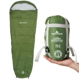 Produktbild: Trinordic 780g Ultraleicht Sommerschlafsack – mit Anti-Klemm-Reißverschluss - Kompakter Schlafsack Outdoor, ideal für Camping, Wandern, Trekking, and Bikepacking