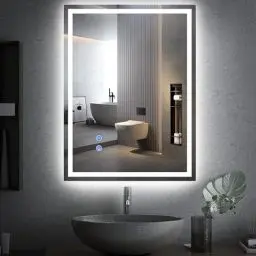 Produktbild: Trintion Spiegel Mit Beleuchtung,80x60 cm Badspiegel Mit Beleuchtung Mit Touch-Schalter Beschlagfrei, Badezimmerspiegel Mit Beleuchtung, Spiegel Bad 3 Lichtfarben Dimmbar, 3500K-6500K