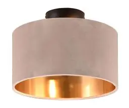 Produktbild: Trio Leuchten Deckenleuchte Julieta 619000244, Metall Schwarz matt, Schirm Samt Beige/goldfarbig, exkl. 2x E14