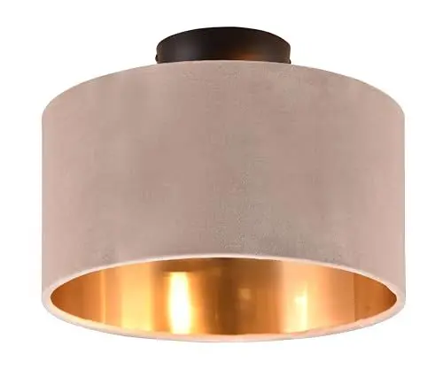 Produktbild: Trio Leuchten Deckenleuchte Julieta 619000244, Metall Schwarz matt, Schirm Samt Beige/goldfarbig, exkl. 2x E14