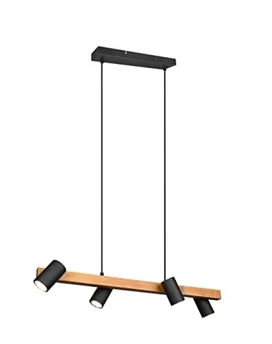 Produktbild: Trio Leuchten Pendelleuchte Marley 312490432, Metall Schwarz matt, Holz, exkl. 4x GU10