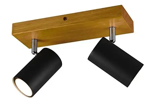 Produktbild: Trio Leuchten Spotbalken Marley 812400232, Metall Schwarz matt, Holz, exklusiv 2x GU10
