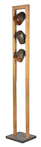 Produktbild: Trio Leuchten Stehleuchte Bell 401900367, Holz Natur, Metall Nickel antik/goldfabig exkl. 3x E14, Gold