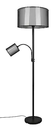 Produktbild: Trio Leuchten Stehleuchte Burton 411400232, Metall Schwarz matt, Schirm Stoff weiß, exkl. 1x E27 & 1x E14
