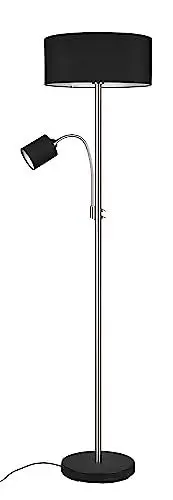 Produktbild: Trio Leuchten Stehleuchte Motel 416900207, Metall Nickel matt, Schirm Stoff schwarz, exkl. 1x E27 + 1x E14