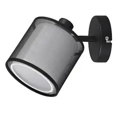 Produktbild: Trio Leuchten Wandspot Burton 811400132, Metall Schwarz matt, Schirm Stoff weiß, exkl. 1x E14