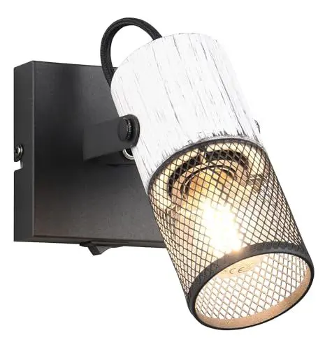 Produktbild: Trio Leuchten Wandspot Tosh 804370134, Metall Schwarz matt, Holz Weiß, exkl. 1x E27
