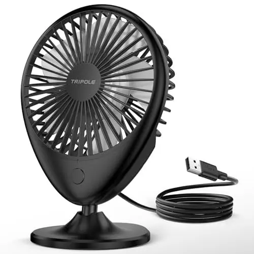 Produktbild: TriPole USB Ventilator Leiser, USB Tischventilator mit 3 Geschwindigkeiten, Mini Ventilator Leistungsstarker Tragbarer mit 75°Neigung. Elektrischer Ventilator für Einsatz Büro, Schlafzimmer,Reisen