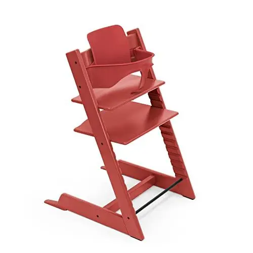 Produktbild: Tripp Trapp Hochstuhl von Stokke mit Baby Set, Warm Red aus Buchenholz - Verstellbarer, anpassbarer Stuhl für Kleinkinder, Kinder & Erwachsene