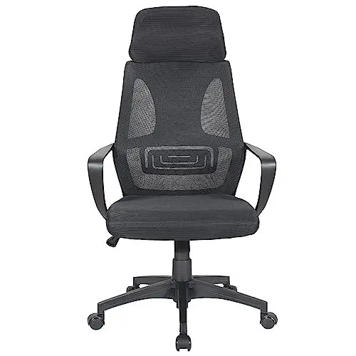 Produktbild: TRISENS Bürostuhl mit Lordosenstütze im Netzstoff-Design Schreibtischstuhl mit Wippfunktion ergonomischer Drehstuhl mit Einer verstellbaren atmungsaktiven Rückenlehne, Farbe:Schwarz