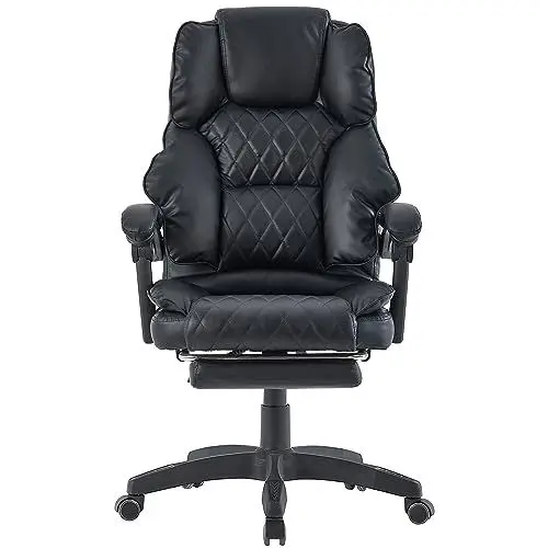 Produktbild: TRISENS Chefsessel mit Fußstütze und flexiblen 3-Punkt-Armlehnen Schreibtischstuhl im Lederoptik ergonomischer Bürostuhl mit Einer verstellbaren Rückenlehne für gesündere Sitzhaltung, Farbe:Schwarz