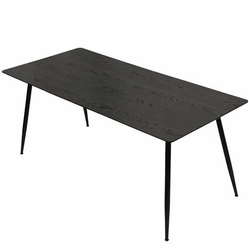 Produktbild: TRISENS Esstisch Emilia ausziehbar 120-150-180 x 80 cm 4-10 Personen Küchentisch mit Metallgestell für Küche, Esszimmer Holz Optik, Farbe:Schwarz
