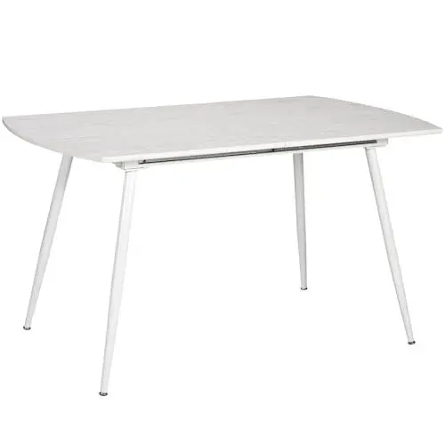 Produktbild: TRISENS Esstisch Mateo ausziehbar 140-180 x 80 cm 6-10 Personen Küchentisch mit Metallgestell für Küche, Esszimmer Holz Optik, Farbe:Weiß