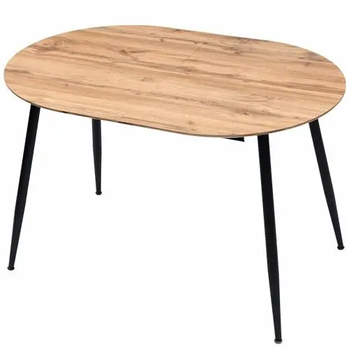 Produktbild: TRISENS Esstisch Rodrigo ausziehbar 120-150-180 x 80 cm 4-10 Personen Ovaler Küchentisch mit Metallgestell für Küche, Esszimmer Holz Optik, Farbe:Eichefarben