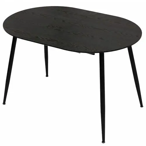 Produktbild: TRISENS Esstisch Rodrigo ausziehbar 120-150-180 x 80 cm 4-10 Personen Ovaler Küchentisch mit Metallgestell für Küche, Esszimmer Holz Optik, Farbe:Schwarz