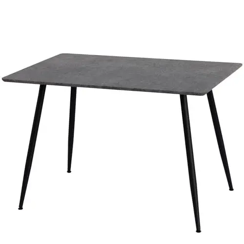 Produktbild: TRISENS Esstisch Tischplatte mit Holzmaserung Küchentisch Esszimmertisch Speisetisch Tisch Esszimmer Küche 115x75 MDF Metallrahmen, Farbe:Granitoptik-Grau
