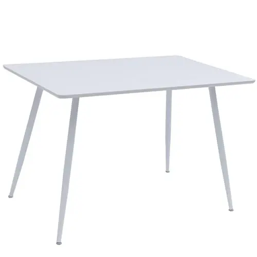 Produktbild: TRISENS Esstisch Tischplatte mit Holzmaserung Küchentisch Esszimmertisch Speisetisch Tisch Esszimmer Küche 115x75 MDF Metallrahmen, Farbe:Weiß
