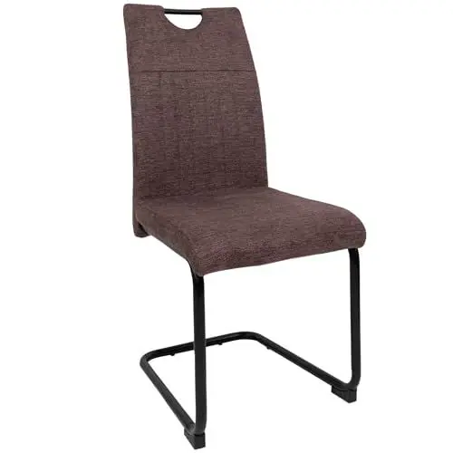 Produktbild: TRISENS Moderne Esszimmerstühle mit Stoffbezug - gepolsterte Esstischstühle Freischwinger mit robustem Metallgestell, Farbe:Bordo-braun, Menge:4 St.