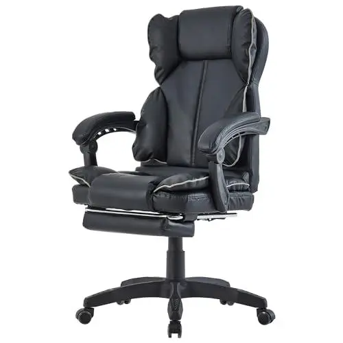Produktbild: TRISENS Schreibtischstuhl ergonomisch mit Flexibler Rückenlehne & Kopfstütze - Bequemer Bürostuhl für Schreibtisch - Büro Stuhl, Drehstuhl, Chefsessel, Farbe:Schwarz - Grau