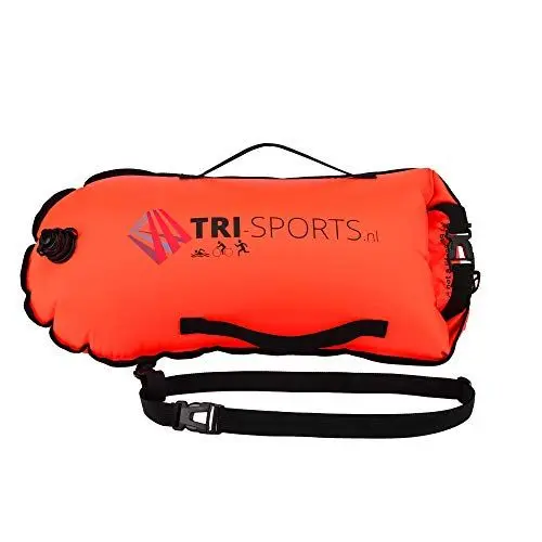 Produktbild: Tri-Sports-Schwimmboje für Freiwasserschwimmen. Sichtbar für Boote, sicher im Falle von Krämpfen und Sie können Ihre Ausrüstung leicht mitnehmen.