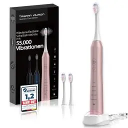 Produktbild: Tristan Auron Schallzahnbürste 55.000 VPM, 5 Modi, 60 Tage Akku, 2 Zahnbürstenköpfe Elektrische Zahnbürste (pink)