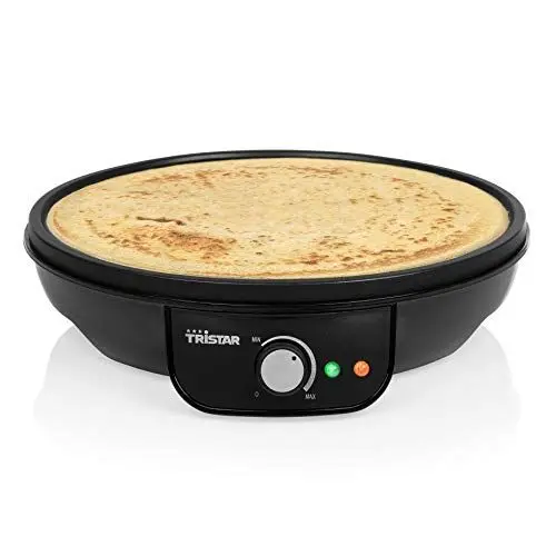 Produktbild: Tristar Crêpe Maker mit 30 cm Ø – antihaftbeschichtet, regelbare Heizstufe, für Pfannkuchen und Crêpes, 0,8 Meter Kabelzuleitung, 1000 Watt, BP-2637