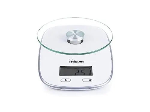 Produktbild: Tristar KW-2445 Küchenwaage Maximale Tragkraft: 5 kg Gehärtete Glasplatte, Glas, weiß