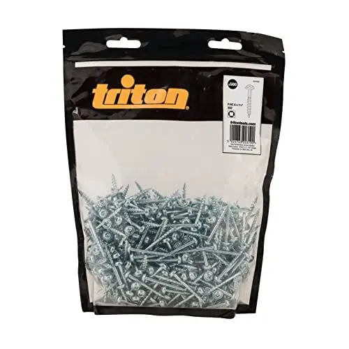 Produktbild: Triton 494580 Verzinkte Taschenlochschrauben mit Scheibenkopf und Grobgewinde 8 x 1 4 Zoll, 500er-Pack, silber