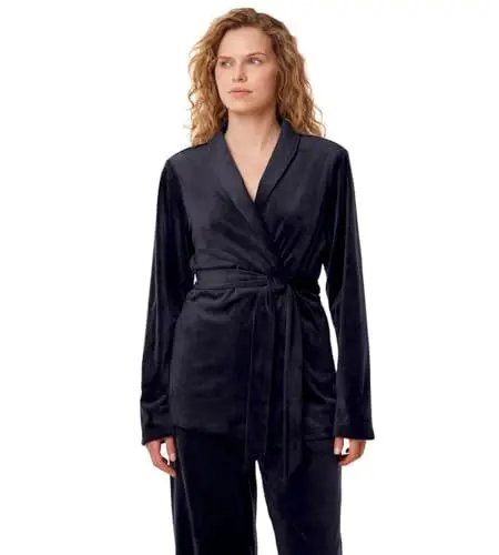 Produktbild: Triumph Damen Sensual Velour Robe Top Shirt, Dark Blue, 44