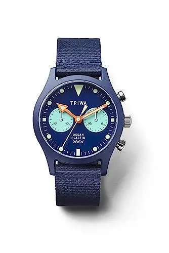 Produktbild: TRIWA - Ocean Plastic Timer Uhr | Hergestellt aus 100% recyceltem #Tide Ocean Plastic | wasserdichte und umweltfreundliche Dual-Time Uhr | Quarzwerk