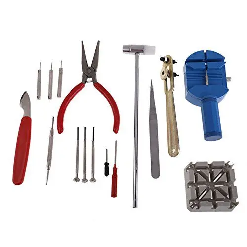 Produktbild: TRIXES Uhrmacherwerkzeug Set Uhren-Reparatur-Set Werkzeugset mit Armband-Einstell-Werkzeug & Gehäuseöffner 16-teilig
