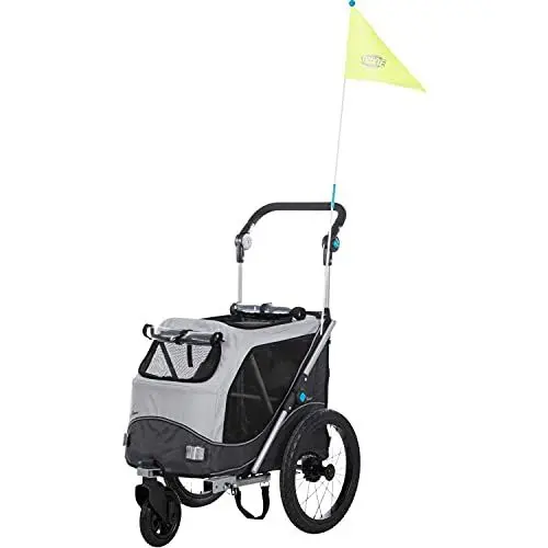 Produktbild: TRIXIE Hundeanhänger für das Fahrrad 40 x 40 x 60 cm bis zu 15 kg – reflektierend und mit praktischer Schnellfaltfunktion – mit integriertem Kissen und Leine - inkl. Anhängerkupplung - 12794