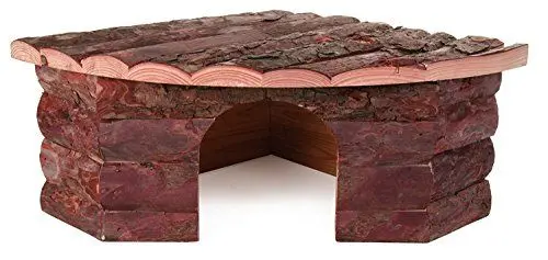 Produktbild: TRIXIE Eckhaus Jesper für Meerschweinchen und Zwergkaninchen, 42x30x30 cm, 62043, Rindenholz