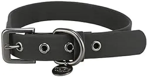 Produktbild: TRIXIE Hunde-Halsband CityStyle M: Halsumfang 35-42cm/20mm schwarz - Hochwertiges PVC Halsband für mittelgroße Hunde, verstellbar, wasserabweisend & abwischbar, 1971501