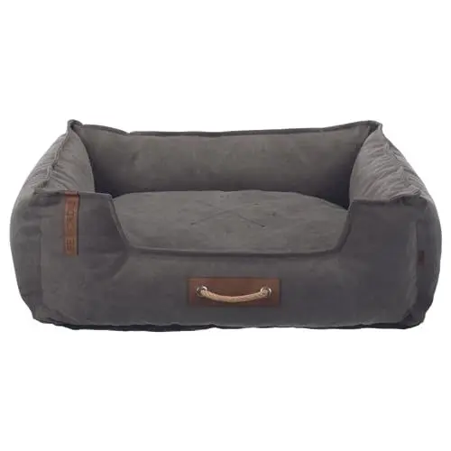 Produktbild: TRIXIE Hundebett BE Nordic Föhr 100x80 cm in dunkelgrau – eckiger Hundekorb für kleine & große Hunde - gemütliches Hundekörbchen mit praktischem Tragegriff - weich & waschbar - 37449