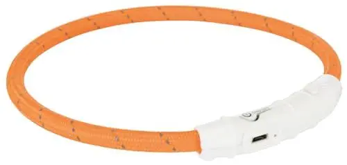 Produktbild: TRIXIE Leuchtring für Hunde XS-S orange – Leuchtendes Hundehalsband, ideal für Spaziergänge im Dunkeln – Aufladbar und individuell einstellbar - 12703