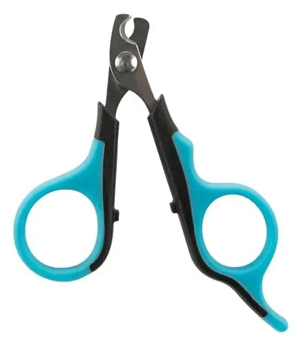 Produktbild: TRIXIE Krallenschere für kleine Hunde, Katzen, Kleintiere und Vögel - Edelstahl - gummierter Griff - 8 cm - schwarz/blau - 2373
