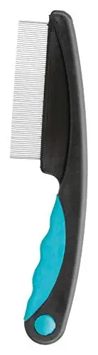 Produktbild: TRIXIE Floh- und Staubkamm - zur Diagnose von Flöhen und Läusen - gummierter Kunststoffgriff - für alle Felltypen - schwarz/blau - 15 cm - 2410