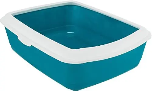 Produktbild: Trixie 40184 Katzentoilette Classic mit Rand, 37 x 15 x 47 cm, dunkelgrau/weiß