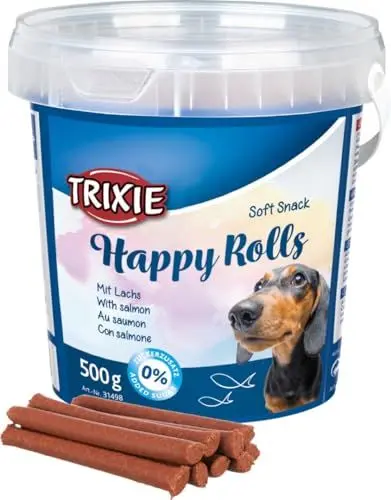 Produktbild: Trixie Soft Snack Happy Rolls | 500 g | Soft Snack für Hunde | Kleine, weiche Leckerlis mit Lachs | Kann die Verdauung unterstützen | Für Belohnungen und Training geeignet
