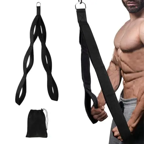 Produktbild: Trizepsseil Kabelzug Fitness, Kabelzug Fitnessgeräte Mit Tragetasche, trizeps trainingsgerät verwendet für latzug Und Erhöhen Sie die Kraft des Oberkörpers, Geeignet trizeps Krafttraining (Black)