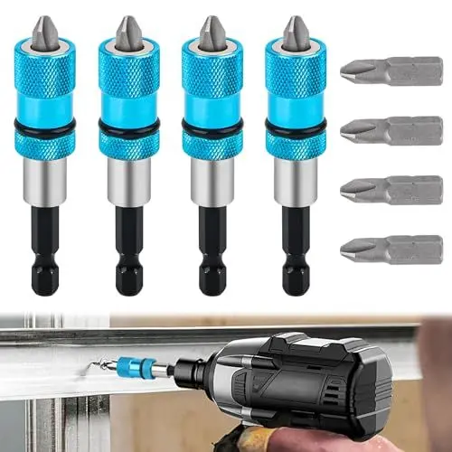 Produktbild: Trockenbau Bit,4 Stück Trockenbau Bit Bithalter Magnetisch Schnellwechsel Bithalter,1/4-Zoll-Sechskantschaft Schnellwechsel für Akku-Schrauber und Hand-Bohrmaschinen