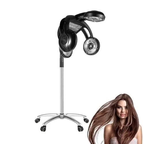 Produktbild: Trockenhauben für Salon, Profi Friseur Haartrockenhaube mit Stativ, 1.4~1.8KW Mobil Hooded Haartrockner für Färben Dauerwelle mit 125-161cm Höhe | 30-70°C Temperatur | 0-60min Schaltuhr
