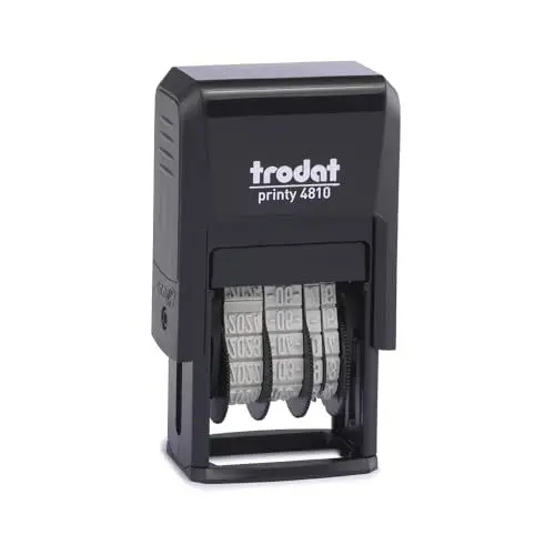 Produktbild: Trodat Printy 4810 Datumstempel für den täglichen Bürobedarf – integriertes trodatkissen, 4 Bänder (JJJJ-MM-TT), ISO, Bänderlaufzeit 12 Jahre, Schrifthöhe 3,8 mm, Abdruck schwarz, CO2 kompensiert